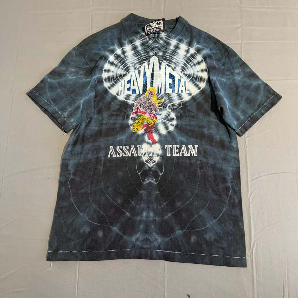 Symmetria Heavy Metal Assault Team T-Shirt Size M Black Tie Dye